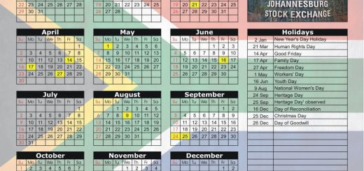 Johannesburg Stock Exchange (JSE) 2017 Holiday Calendar